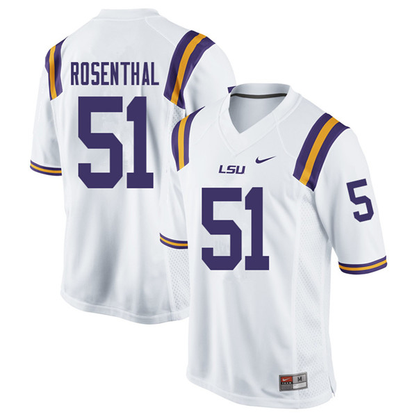 Men #51 Dare Rosenthal LSU Tigers College Football Jerseys Sale-White